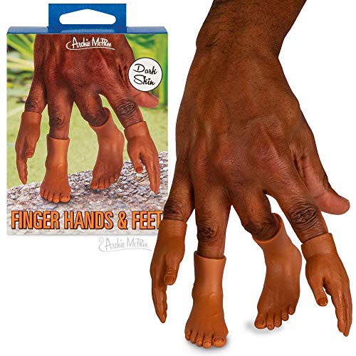 Archie Mcphee Accoutrements Finger Hands & Feet Dark Skin Tone Finger Puppet Set!