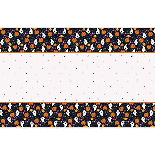 Unique Industries Cat & Pumpkin Rectangular Plastic Tablecover - 1 Pc