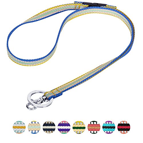 Blueberry Pet 3M Reflective Multi-colored Stripe Ginger and Blue Men Women Fashion Non Breakaway Lanyard Keychain for Keys / ID Card / Badge Holder, 1/2" Wide