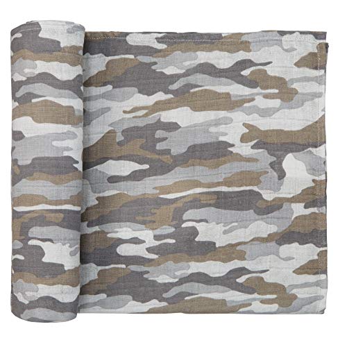 Mud Pie Kids Outdoors Print Muslin Cotton Baby Swaddle Blanket,47" x 47", Camo