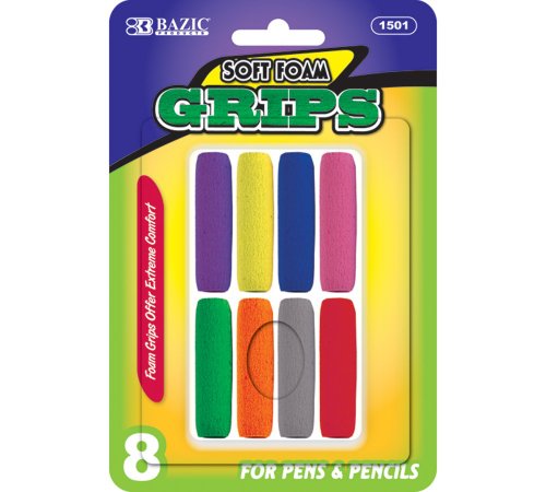 BAZIC Asstorted Color Foam Pencil Pen Grip , 8 Per Pack