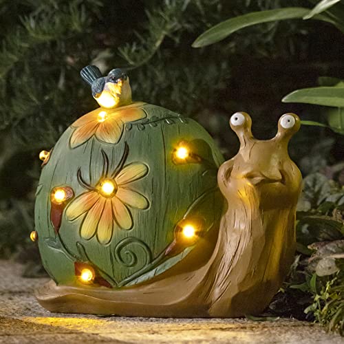 La Jol√≠e Muse Garden Statue Turtles Figurine - Cute Frog Face Turtles Animal Sculpture with Solar LED Lights for Indoor Outdoor Spring Decorations, Patio Yard Lawn Ornaments