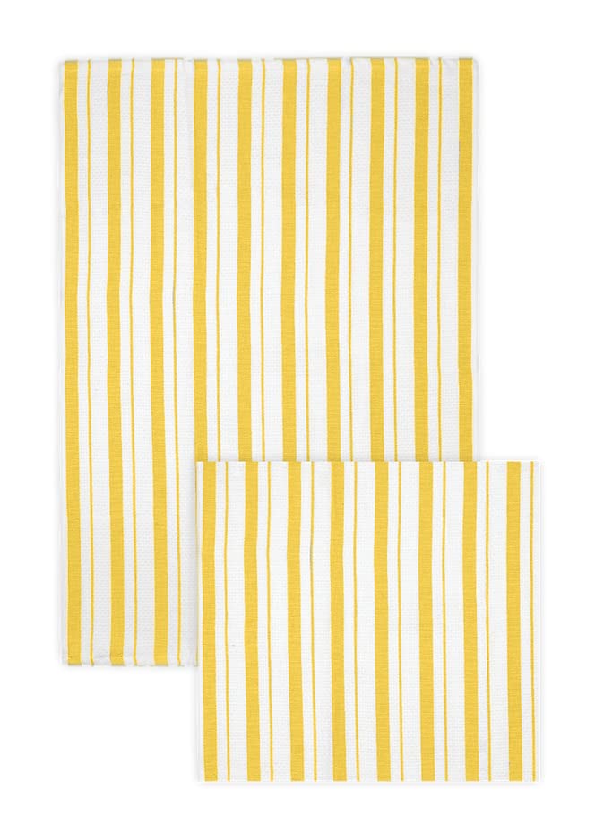 MUkitchen Basket Weave Stripe Yellow Towel