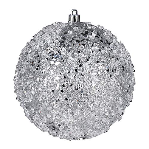 Vickerman 10" Silver Glitter Hail Ball Ornament