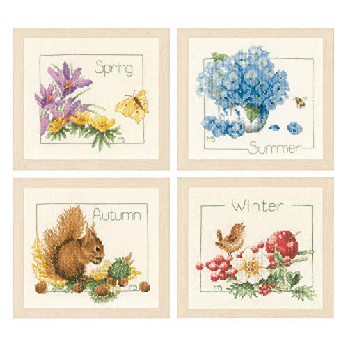 Vervaco Lanarte Counted Cross Stitch Kit: 4 Seasons: Set of 4, 18 x 16cm, N