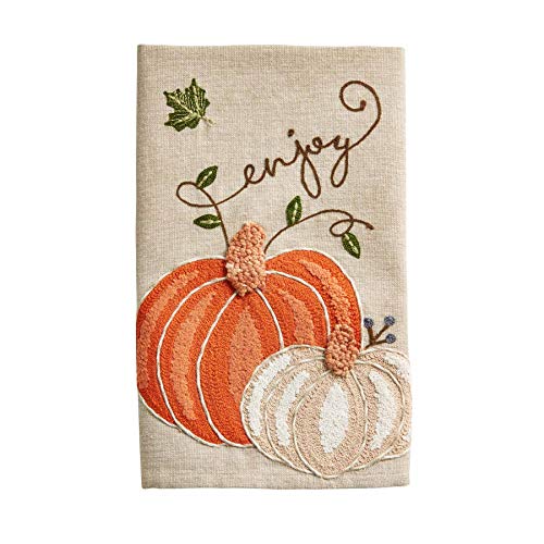 Mud Pie Embroidered Pumpkin Towel , 21" x 14", Enjoy
