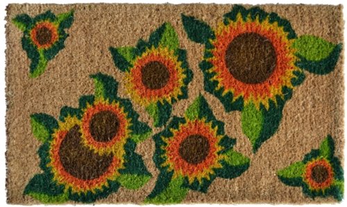Imports Decor Printed Coir Doormat, Happy Sunflower, 18-Inch by 30-Inch