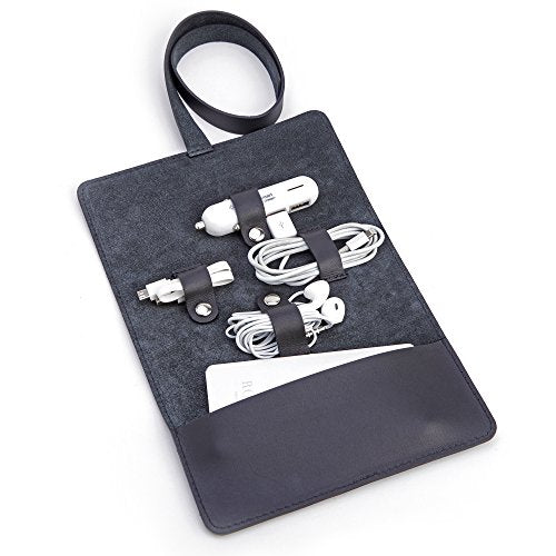 Royce Leather Tech Cord Accessory Organizer Black