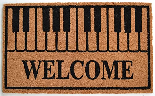 Imports D√©cor 577PVC PVC Backed Coir, Piano Keys Welcome, 18"x30" Doormat, Black and Beige