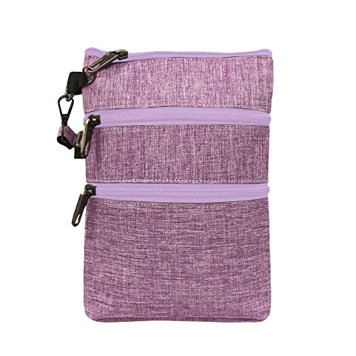Calla Nupouch Anti-theft 3 Zipper Crossbody Detachable Strap Credit Card Holder (Lilac)