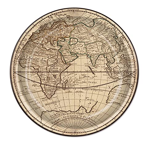 Beistle 59984 Globe Map Round Plates, 8 Pcs