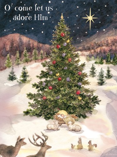 LANG - "Let Us Adore Him", Boxed Christmas Cards, Artwork by Betty Whiteaker" - 18 Cards, 19 envelopes - 5.375" x 6.875"