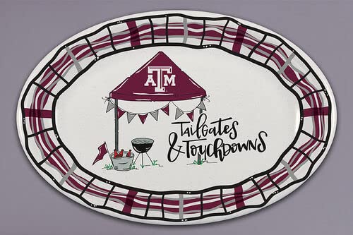 Magnolia Lane Texas A&M Aggies Barbeque Oval Plate, 18-inch Length, Melanine, Kitchen Accessories