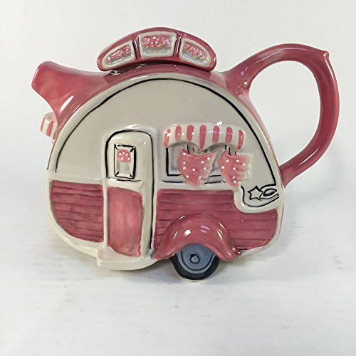 Blue Sky Clayworks Ceramic Figural Teapot Dining Car Pink