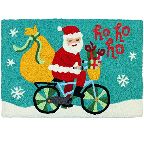 Home Comfort Cycling Santa Jellybean Accent Rug with Santa Claus Christmas Rug 20"x30" Doormat