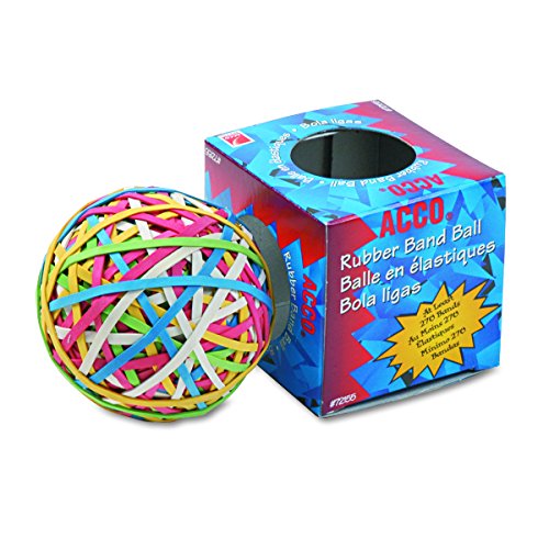 ACCO (Office)  72155 Rubber Band Ball, Approximately 270 Rubber Bands, Assorted
