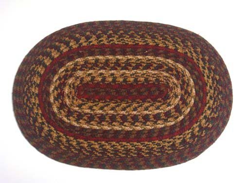 CWI IHF Home Decor | Cinnamon Premium Braided Collection | Primitive, Rustic, Country, Farmhouse Style | Jute/Cotton | 30 Days Risk Free | Accent Rug/Door Mat | Wine, Natural and Shade of Browns | 13"x19" Oval Placemats | Set of 4