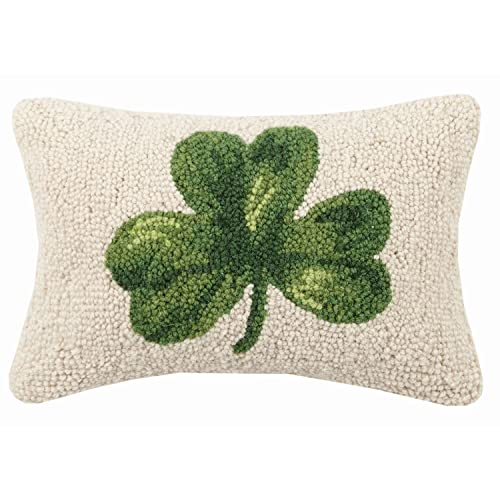 Peking Handicraft Irish Green Shamrock Clover Hooked Wool Pillow √ê 8√ì x 12√ì