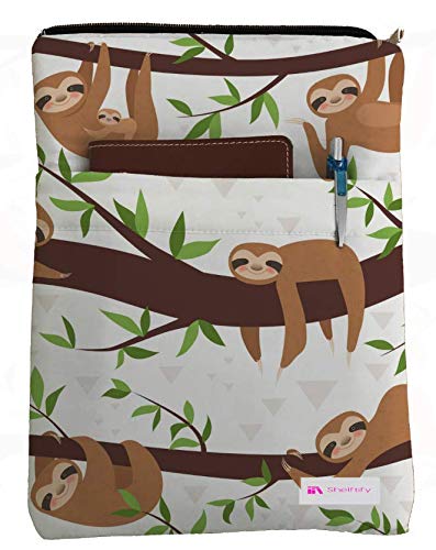 Shelftify Sloths On Branches Book Sleeve - Book Cover for Hardcover and Paperback - Book Lover Gift - Notebooks and Pens Not Included