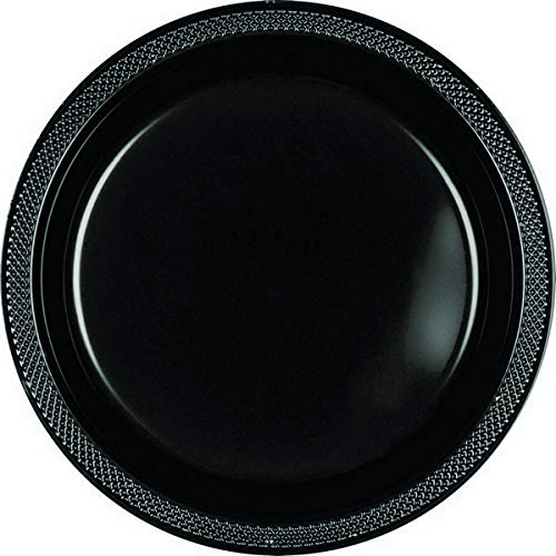 Amscan Jet Black Plastic Plates | 9" | Pack of 20 | Party Supply