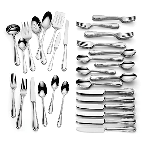 Lenox Ashbridge 80-Piece Flatware Set, 12.55, Metallic