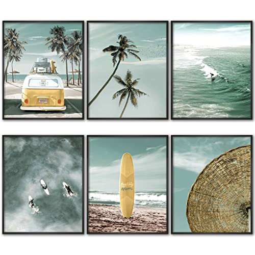 California Beach Themed Home Decorations Wall Art Print For Living Room, 8x10 Inches Set of 6 UNFRAMED by PRINT&