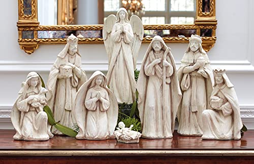 burton + BURTON Nativity 8pc Cream Color Resin
