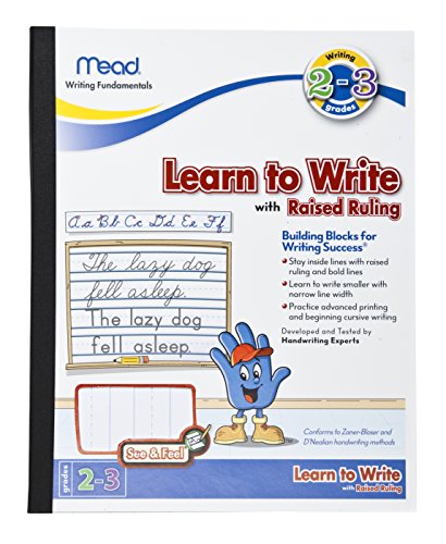 ACCO (School) Mead See & Feel Learn To Write Tablet with Raised Ruling, Grades 2-3 Workbooks with Lined Paper, Workbook Writing Tablet for Home School Supplies to Practice Writing & Handwriting, 8" x 10" (48556),white