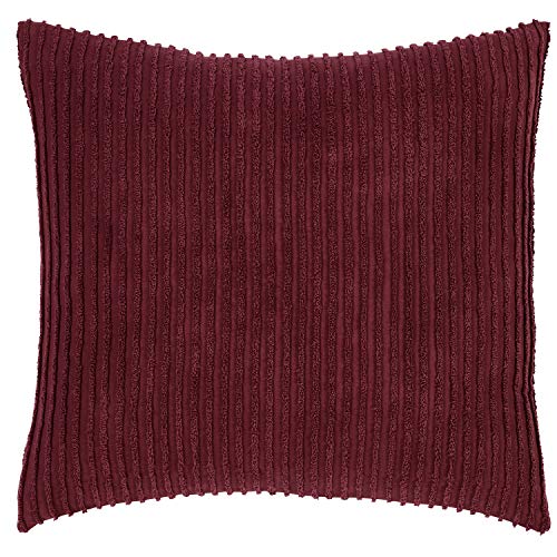Better Trends Jullian Collection is Super Soft and Light Weight in Bold Stripes Design 100% Cotton Tufted Unique Luxurious Machine Washable Tumble Dry, Euro Sham, Burgundy
