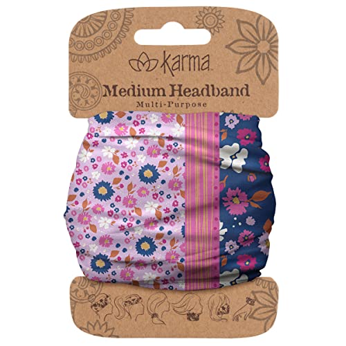 Karma Lilac Split Floral Headband for Women - Medium - Fabric Headband and Stretchy Hair Scarf - Lilac