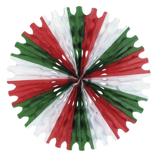 Beistle 1-Pack Tissue Fan, 25-Inch, red/white/green (55293-RWG)