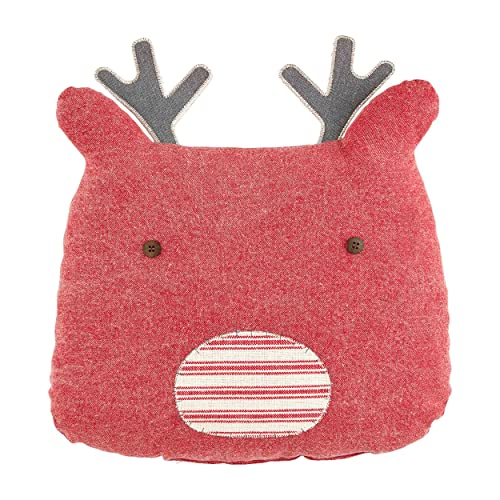 Mud Pie Christmas Shaped Reindeer Pillows, 16 1/2" x 15", Red