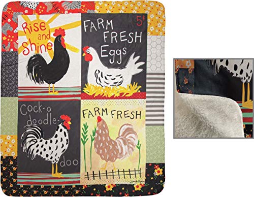 Manual SARASR Rise and Shine Roosters by Jennifer Heynen Fleece Throw Blanket, 50 Inches x 60 Inches, Multicolor