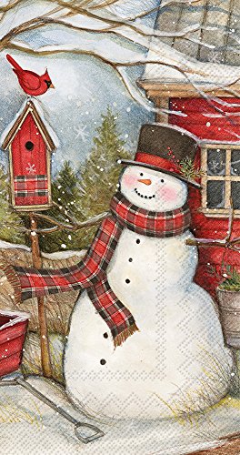 Boston International Holiday Paper Guest Towel Napkins, Snowman Barn