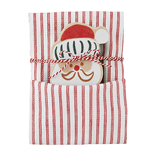 Mud Pie Christmas Towel & Sponge Set, Santa, Towel 26" x 16.5", Sponge 5" x 4"