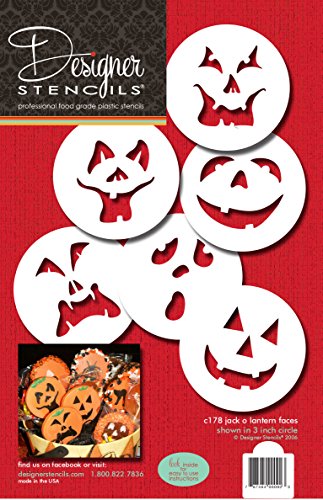 Designer Stencils Pumpkin Halloween Faces Cake Stencils, Beige/semi-transparent