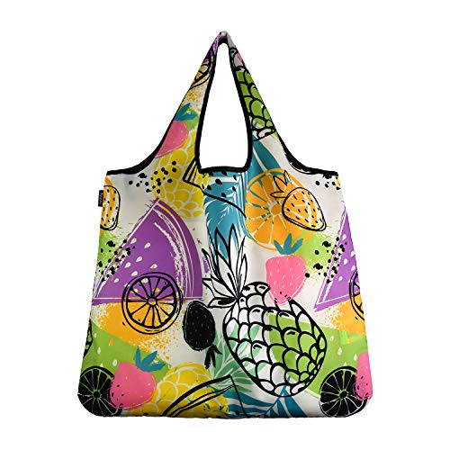 Yay Novelty YaYbag JUMBO Size, Fashionable Reusable Shopping Bags, Reusable Grocery Bags, Reusable Produce Bags, Washable Reusable Bags, Foldable Reusable Bags, 55 lbs Heavy Duty, Tropical Fiesta