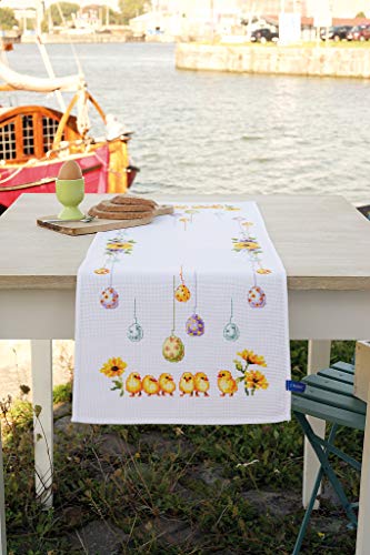 Vervaco Table Runner Chicks and Eggs Cross Stitch Kit