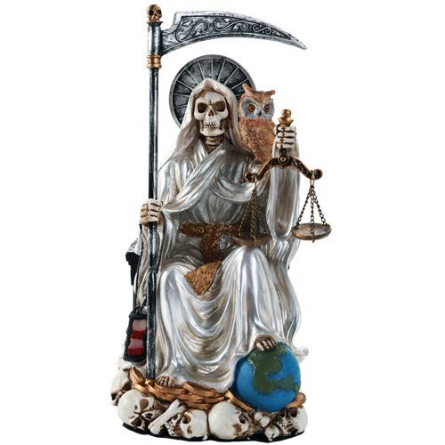 Pacific Trading Santa Muerte Saint of Holy Death Seated Religious Statue 9 Inch Purification (Silver)