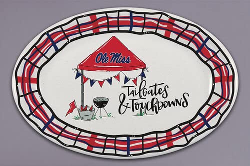 Magnolia Lane University of Mississippi Ole Miss Football Tailgates and Touchdowns Heavyweight Melamine Barbecue Oval Platter, 18-inch Length