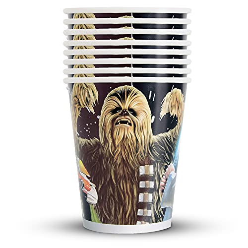 Unique Industries Unique Star Wars Classic Disposable Paper Cups-8 Pcs, 9oz, Multicolor