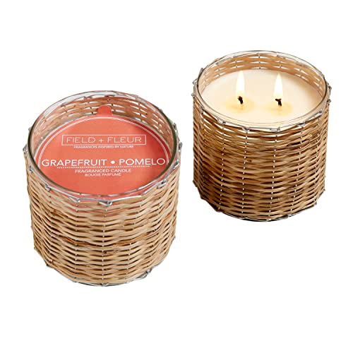 Grapefruit Pomelo Field + Fleur Reed 2-Wick Handwoven 12 oz Scented Jar Candle