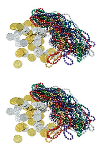 Beistle Treasure Loot 124 Piece, 33" & 1.5", Multicolored