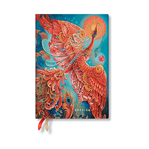 Paperblanks 2024 Firebird 18-Month Flexis MIDI 224 Pg Horizontal Week-At-A-Time Birds of Happiness