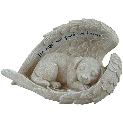 Comfy Hour Pet In Loving Memory Collection 5-Inch Dog in angel wing figurine - in memory of my best friend bereavement, Gray, Polyresin