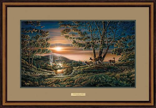 Wild Wings(MN) Sharing the Sunset Whitetail Deer Walnut Framed Elite Art Print by Terry Redlin