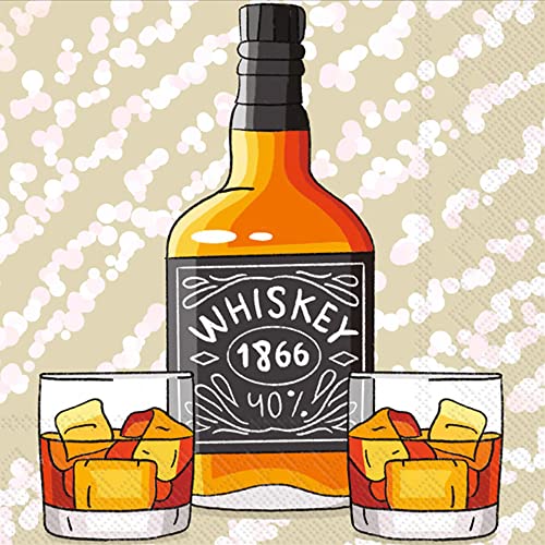 Boston International IHR 3-Ply Paper Napkins, 20-Count Cocktail Size, Whiskey 1866
