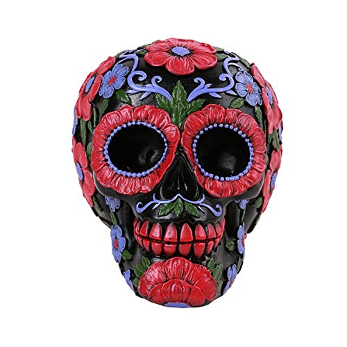 Pacific Trading Giftware Day of The Dead Floral Skull Home Tabletop Decorative Resin Figurine