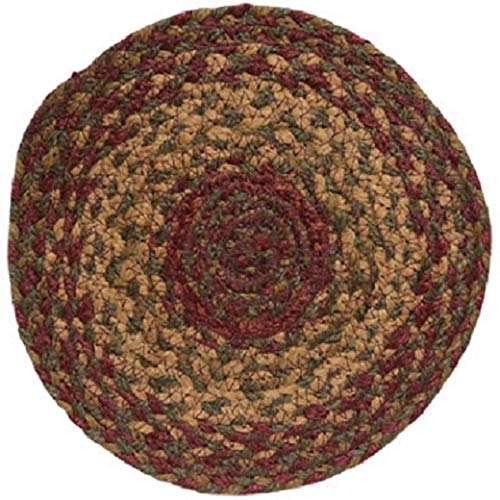 IHF Home Decor Cinnamon Braided Rug 8" Accent Floor Carpet Natural Jute Material Doormat | Wine, Natural and Brown Enhance with Woven Collection (8" Trivet, Cinnamon) Set of 4