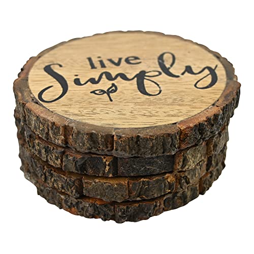 Boston Warehouse Live Simply Bark Edge Set of 4 Wood Coasters
